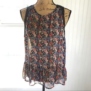 Pins & Needles Boho Floral & Lace Top Sz L